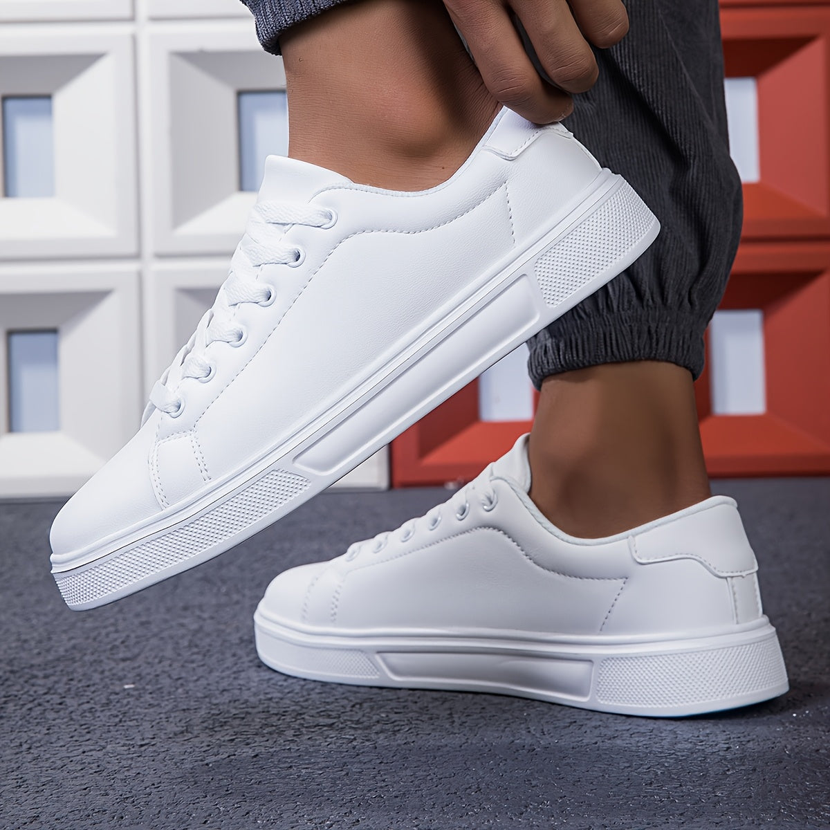 Men's Sneakers - Breathable Comfort – White With Black – view 6