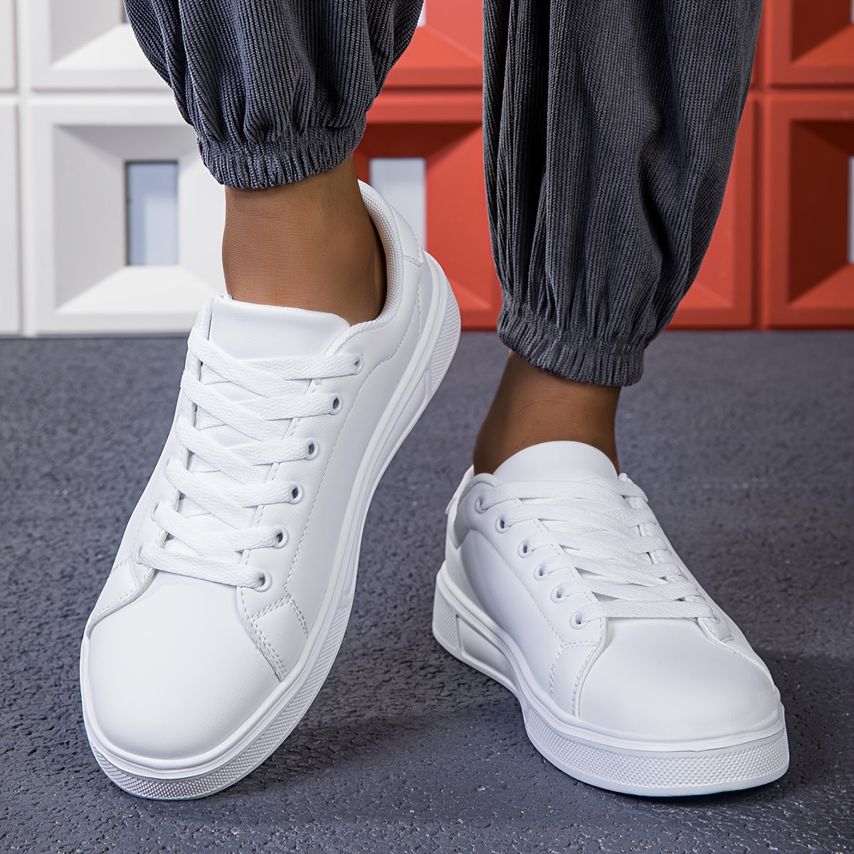 Men's Sneakers - Breathable Comfort – White With Black – view 7