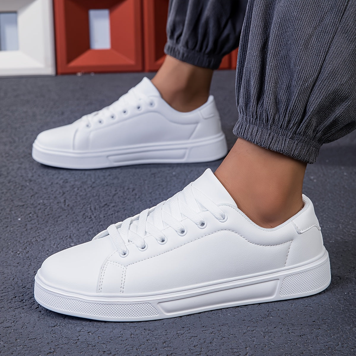 Men's Sneakers - Breathable Comfort – White With Black – view 8