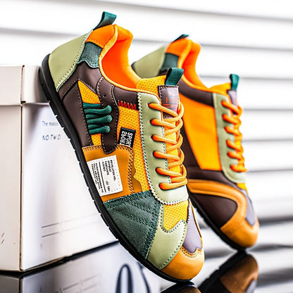 Men's Sneakers - Breathable Mesh Lightweight for Outdoor & – Green Orange Lace – Green option – main product image