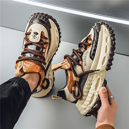 Men's Sneakers - Breathable Mesh Non-Slip Sole for Beach & Water – Dark Brown Lace – Brown option – view 3