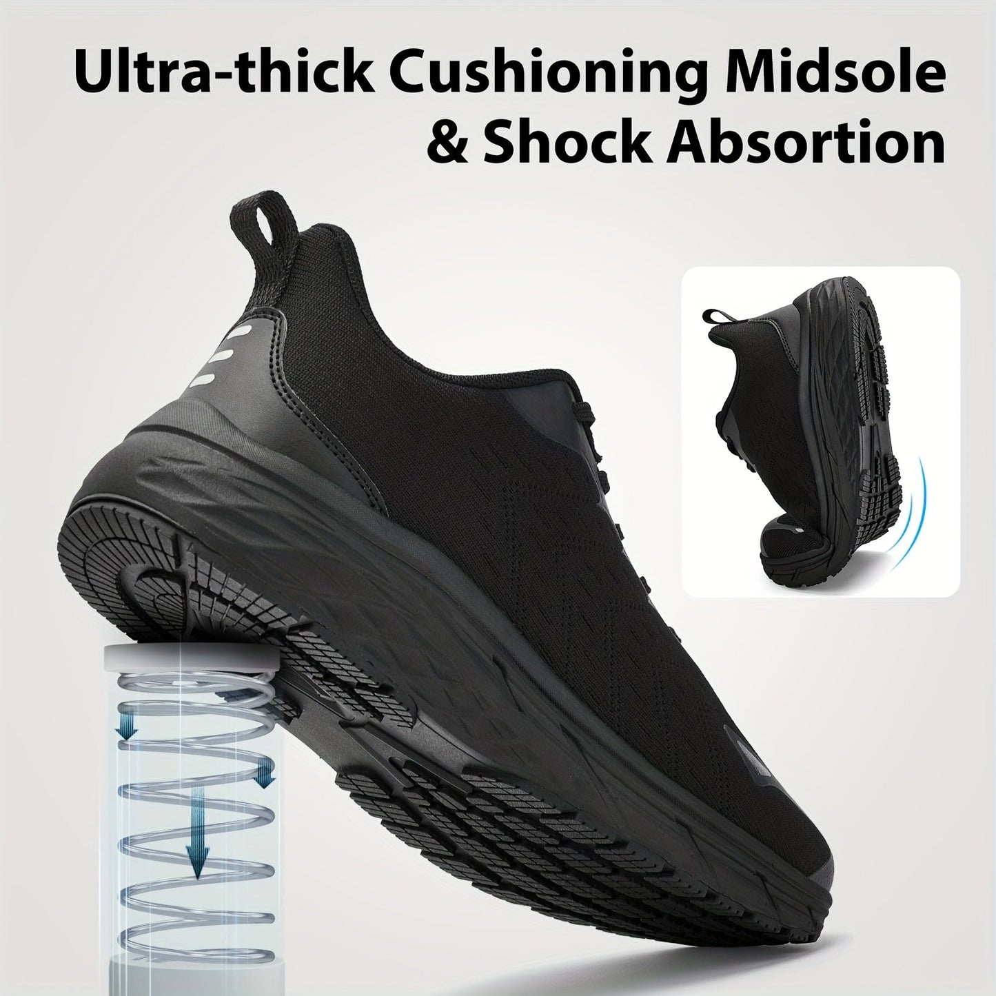 Men's Sneakers - Non-Slip Sole & Breathable Comfort – Black – view 4