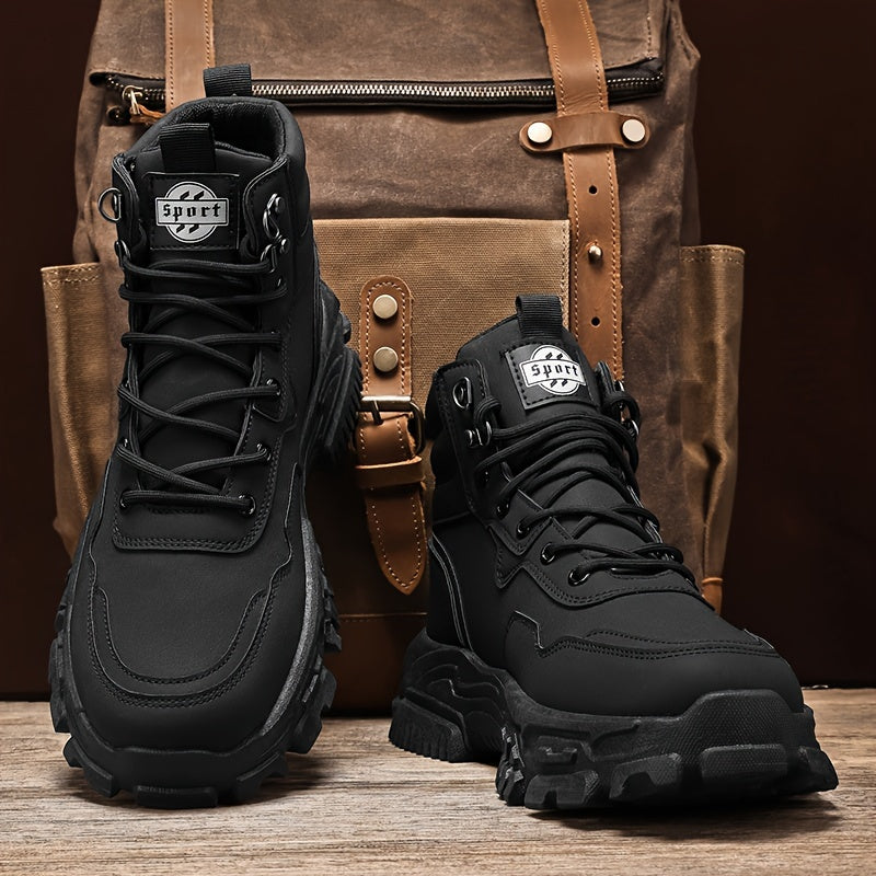 Men's Sneakers - Non-Slip Sole Platform Sole for Everyday Wear – CH02 Black – main product image