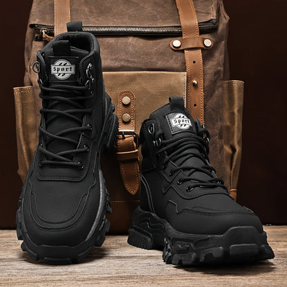 Men's Sneakers - Non-Slip Sole Platform Sole for Everyday Wear – CH02 Black – main product image