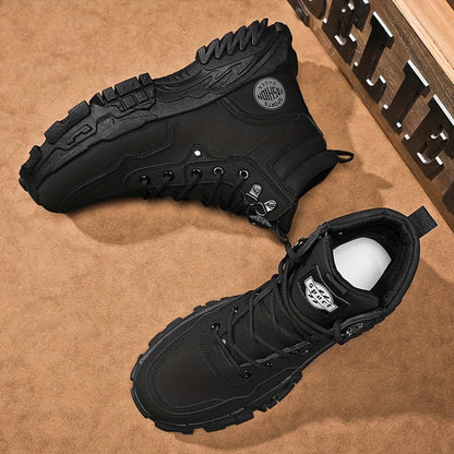 Men's Sneakers - Non-Slip Sole Platform Sole for Everyday Wear – CH02 Black – view 4