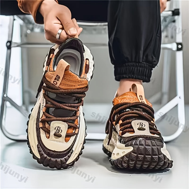 Men's Sneakers - Non-Slip Sole Platform Sole for Outdoor & – Brown option – view 3