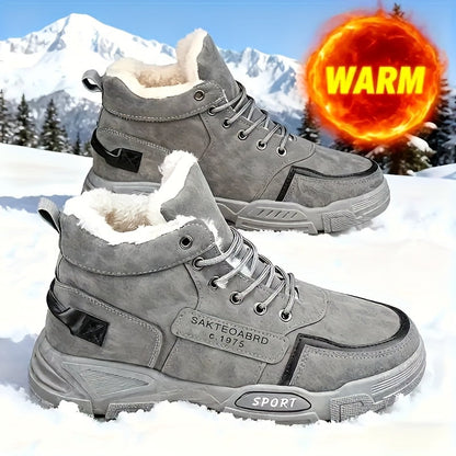 Men's Snow Boots - Non-Slip Sole & Warm Lining – Khaki Lace – view 2