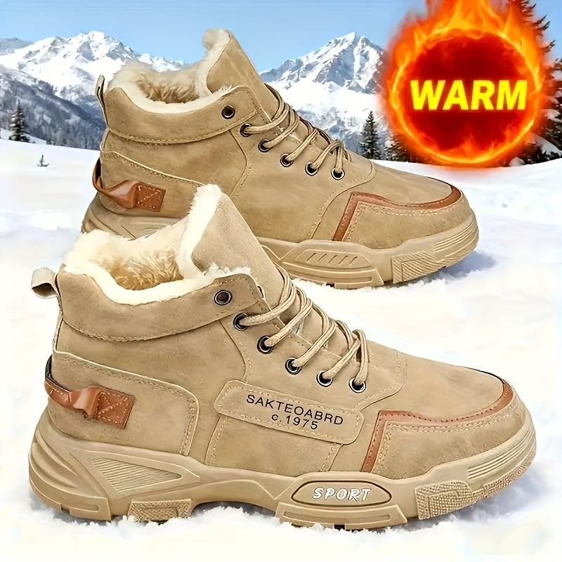 Men's Snow Boots - Non-Slip Sole & Warm Lining – Khaki Lace – Khaki option – main product image