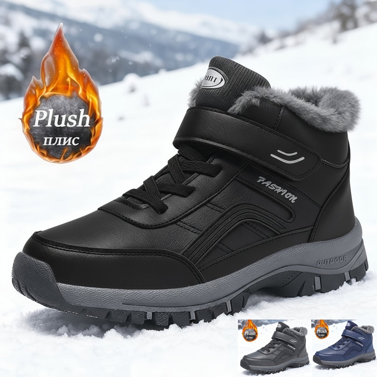 Men's Snow Boots – Non-Slip Sole Lace-Up for Outdoor & – main product image