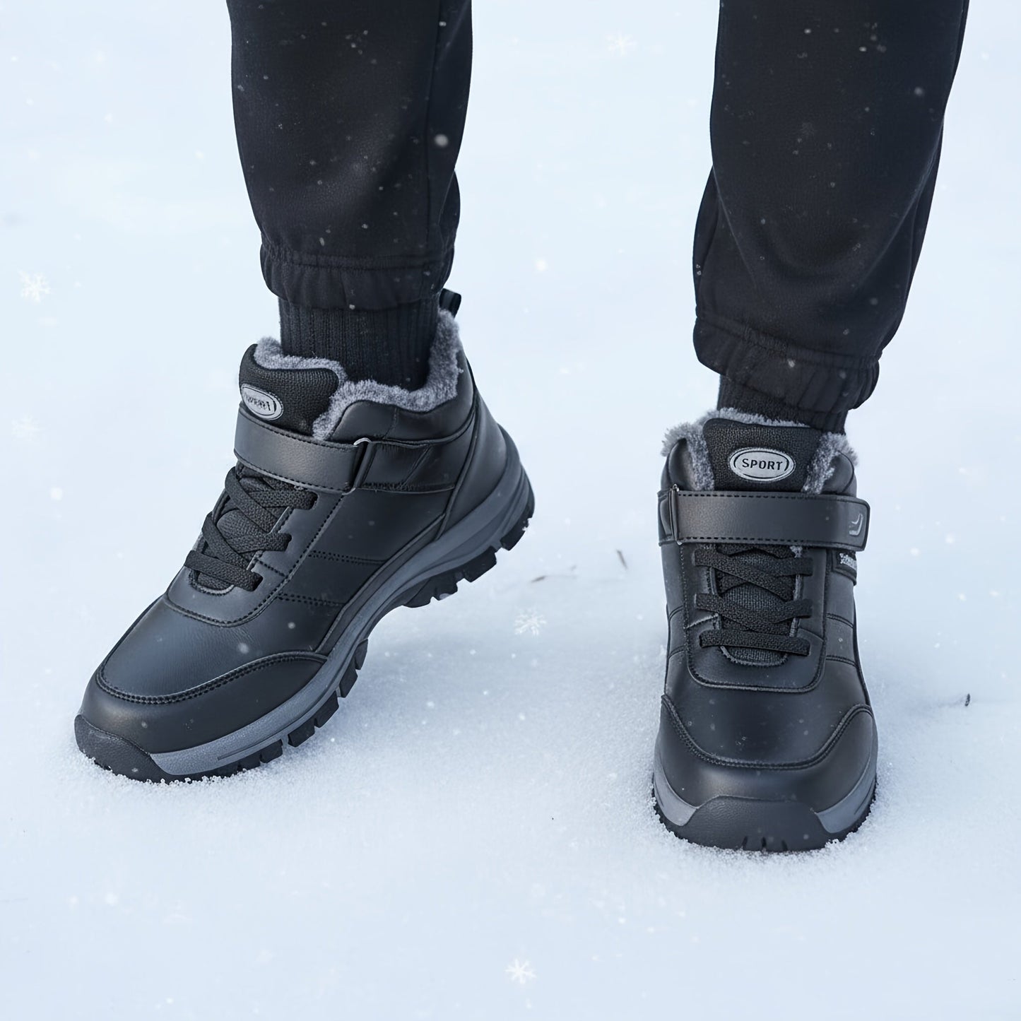 Men's Snow Boots – Non-Slip Sole Lace-Up for Outdoor & detail view