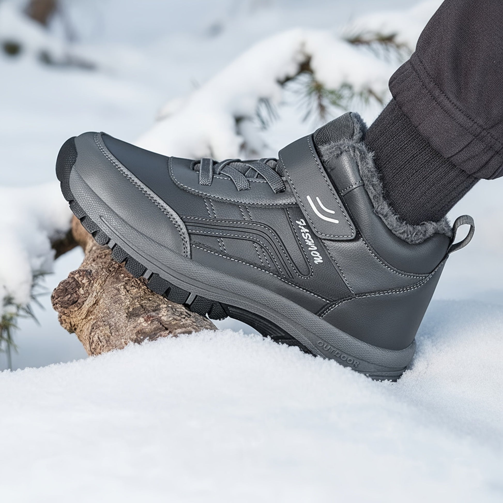 Men's Snow Boots – Non-Slip Sole Lace-Up for Outdoor & detail view