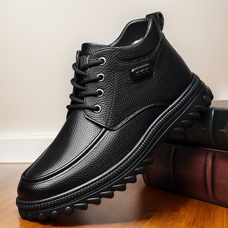 Men's Snow Boots - Non-Slip Sole Plush Lined for Cold Weather – Black option – main product image