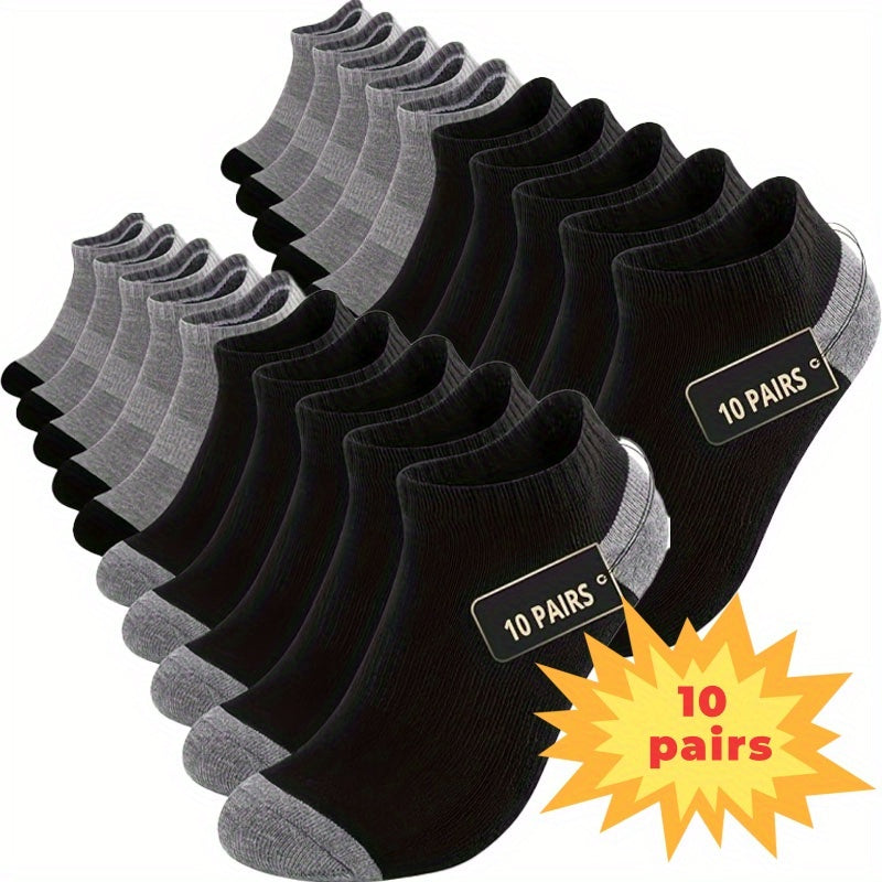 Men's Solid Color Ankle Socks - 10-Pair Pack – main product image