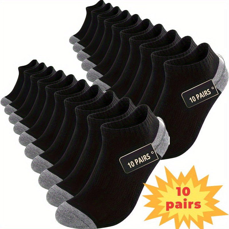Men's Solid Color Ankle Socks - 10-Pair Pack – view 3