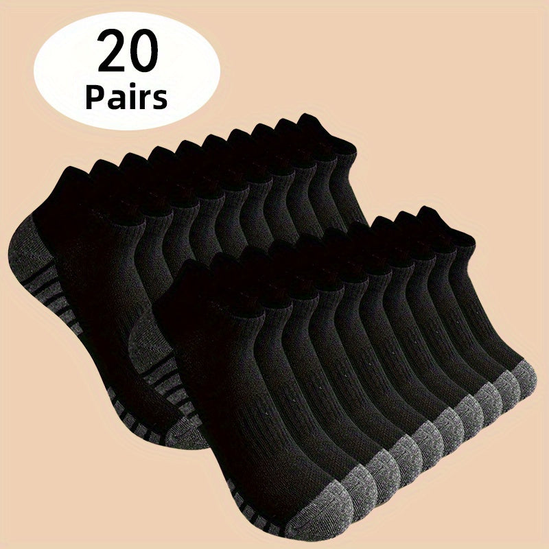 Men's Solid Color Ankle Socks - 20-Pair Pack – view 7