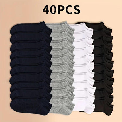 Men's Solid Color Ankle Socks - 40-Pair Pack – view 2