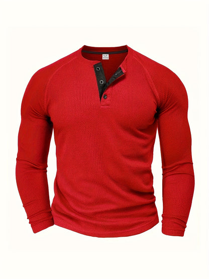 Men's Solid Color Casual Shirt - Crew Neck Long Sleeve – view 2