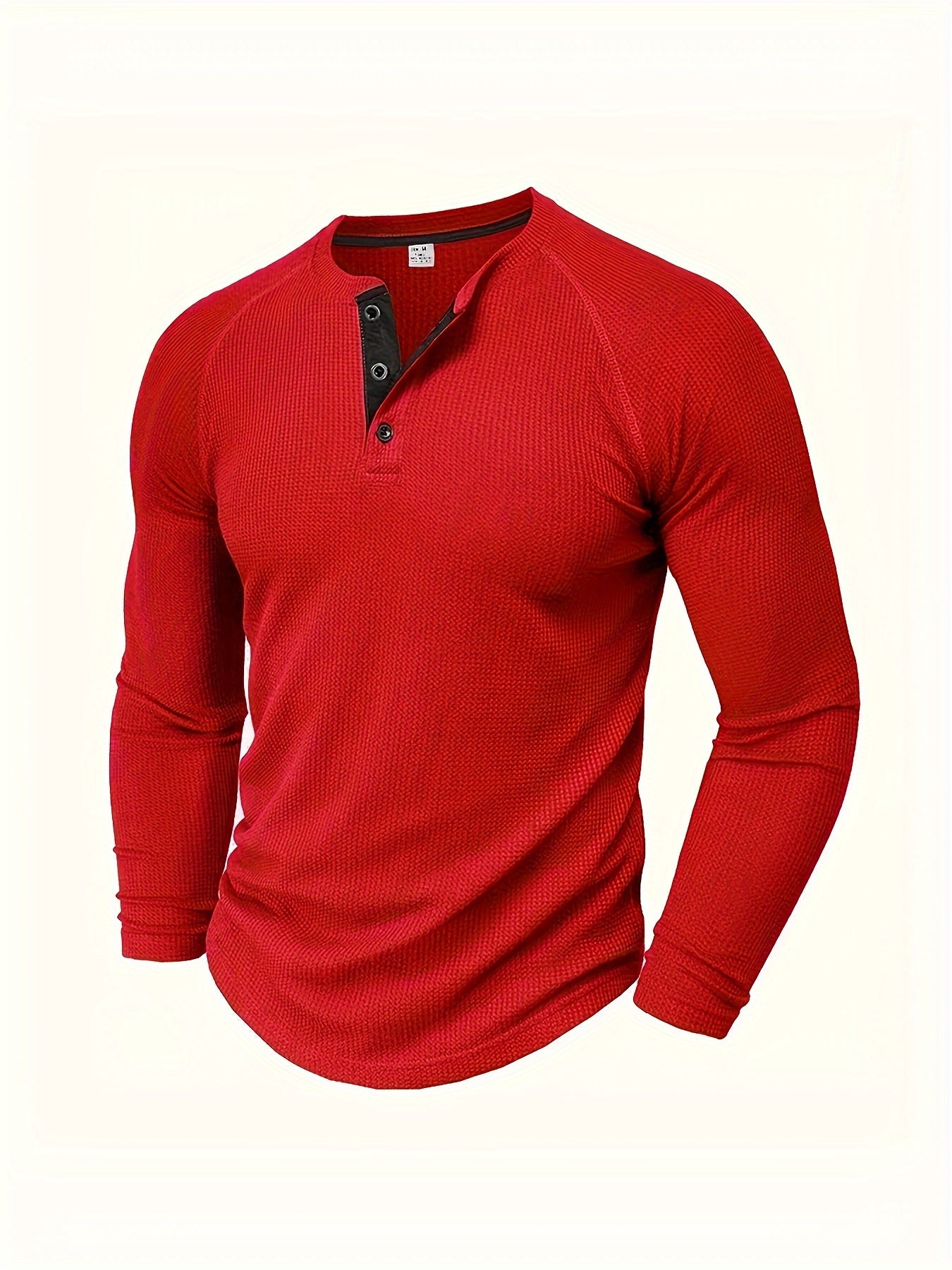 Men's Solid Color Casual Shirt - Crew Neck Long Sleeve – view 5
