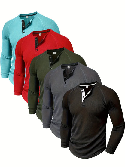 Men's Solid Color Casual Shirt - Crew Neck Long Sleeve – view 8