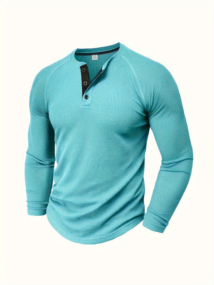 Men's Solid Color Casual Shirt - Crew Neck Long Sleeve – view 13
