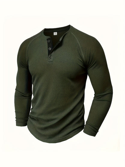 Men's Solid Color Casual Shirt - Crew Neck Long Sleeve – view 14