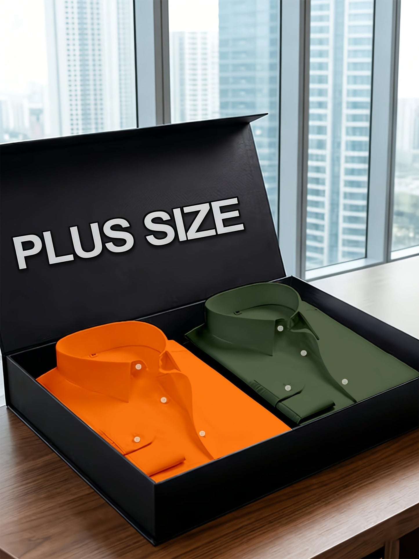 Men's Solid Color Dress Shirt - Classic Neck Long Sleeve – Sizes 2XL–6XL – main product image