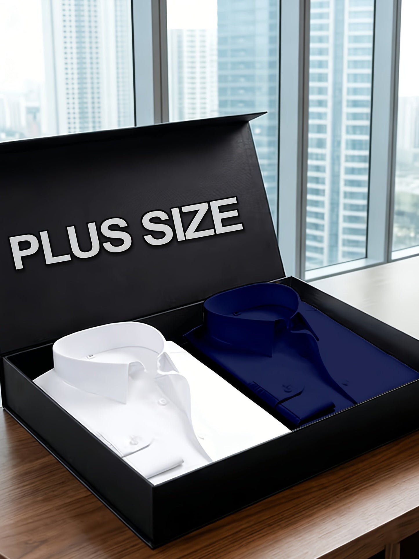 Men's Solid Color Dress Shirt - Classic Neck Long Sleeve – Sizes 2XL–6XL – view 2