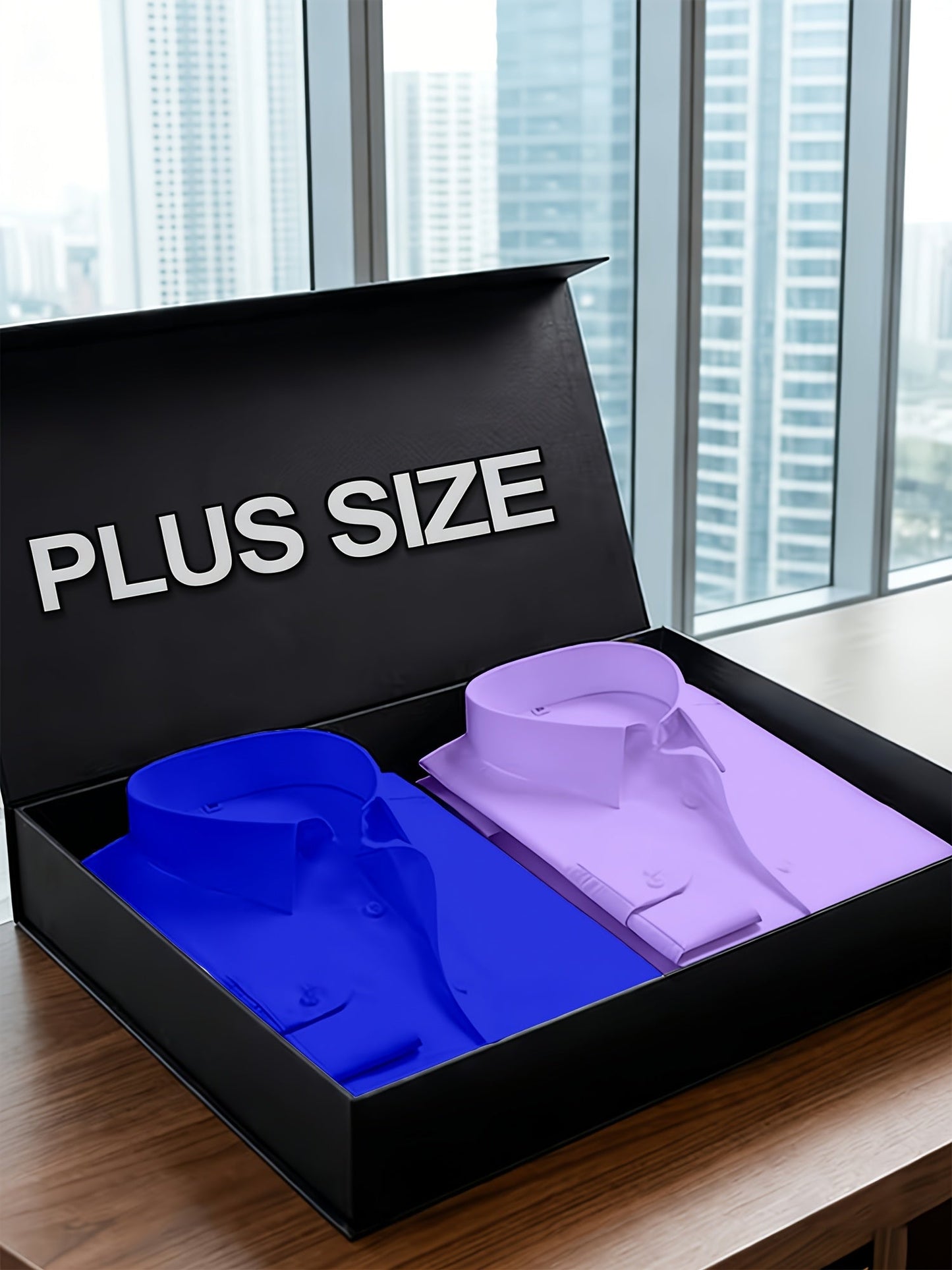 Men's Solid Color Dress Shirt - Classic Neck Long Sleeve – Sizes 2XL–6XL – view 10
