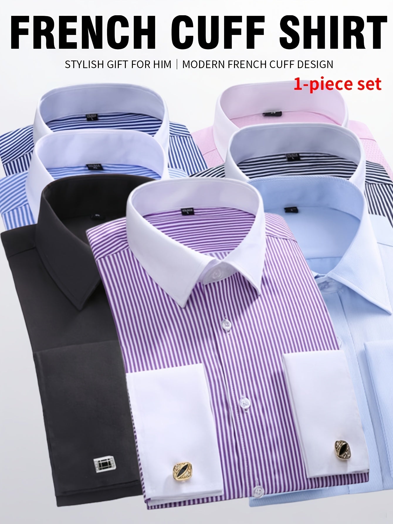 Men's Solid Color Dress Shirt - Classic Neck Short Sleeve – 7-Color Selection – view 4