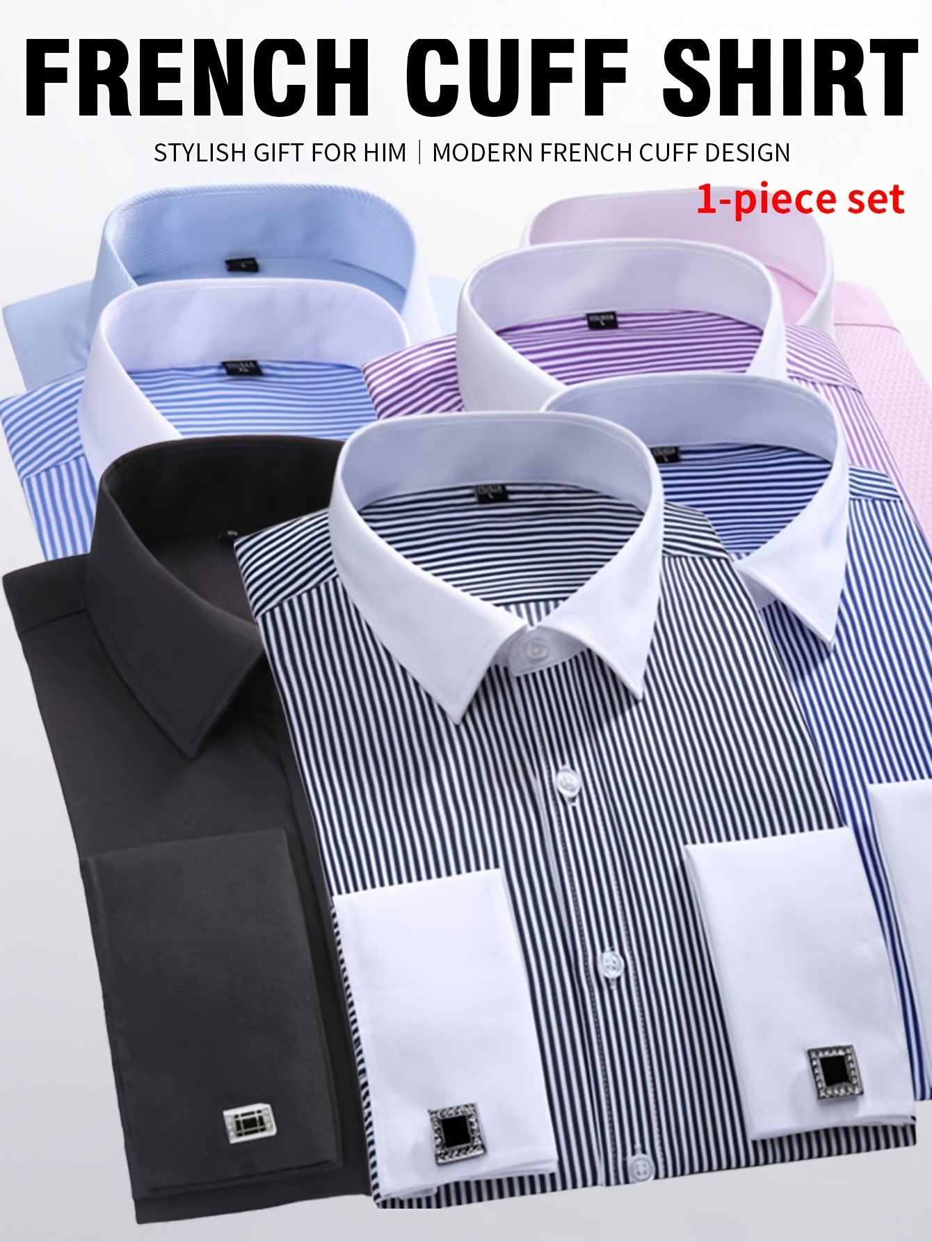 Men's Solid Color Dress Shirt - Classic Neck Short Sleeve – 7-Color Selection – view 14