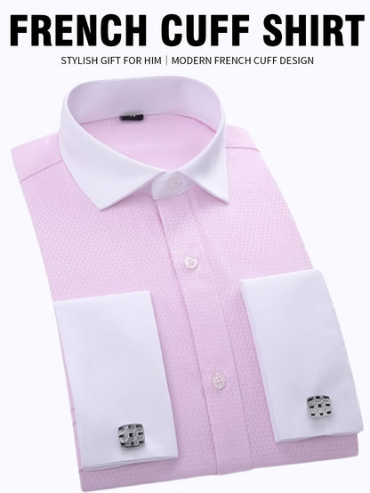 Men's Solid Color Dress Shirt - Classic Neck Short Sleeve – 7-Color Selection – Gray option – view 5