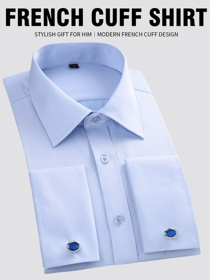 Men's Solid Color Dress Shirt - Classic Neck Short Sleeve – 7-Color Selection – Gray option – view 7