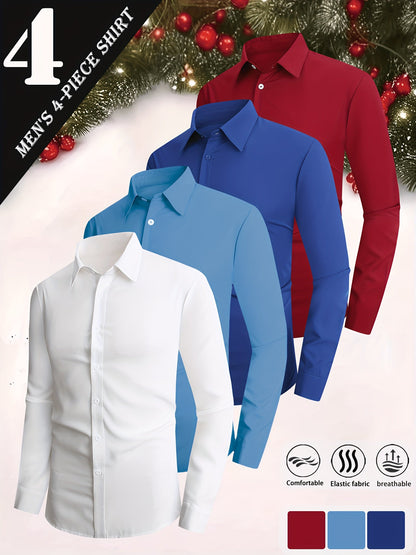 Men's Solid Color Dress Shirt - Collared Long Sleeve – view 2