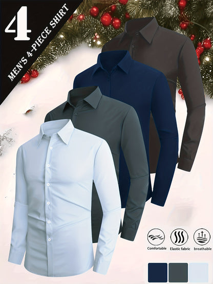 Men's Solid Color Dress Shirt - Collared Long Sleeve – view 6