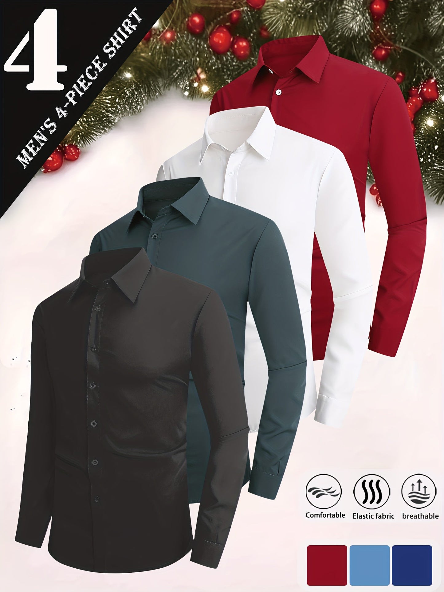 Men's Solid Color Dress Shirt - Collared Long Sleeve – view 7