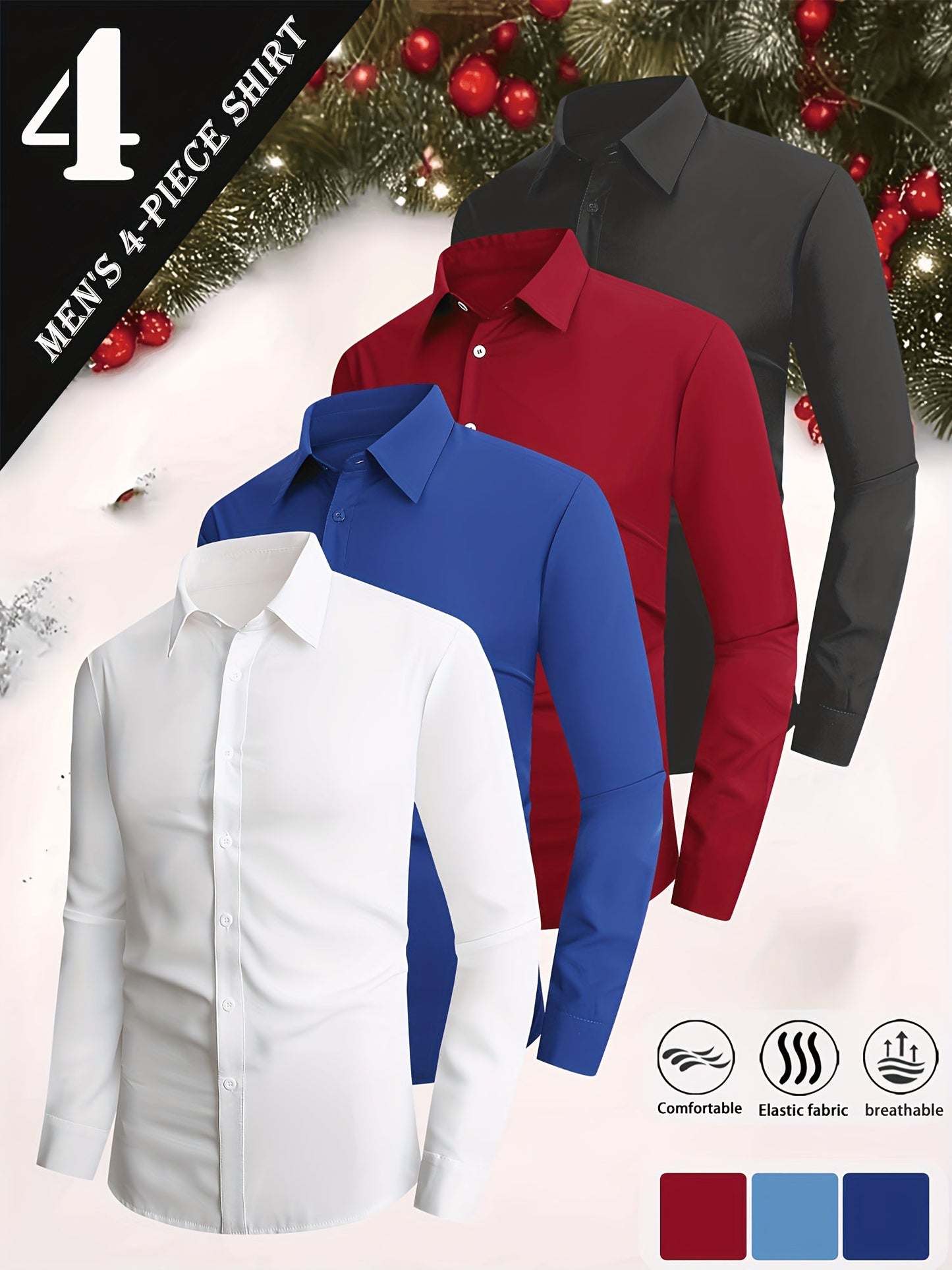 Men's Solid Color Dress Shirt - Collared Long Sleeve – view 9