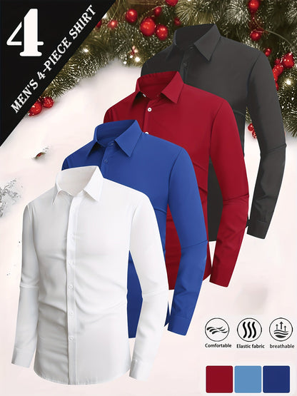Men's Solid Color Dress Shirt - Collared Long Sleeve – view 9