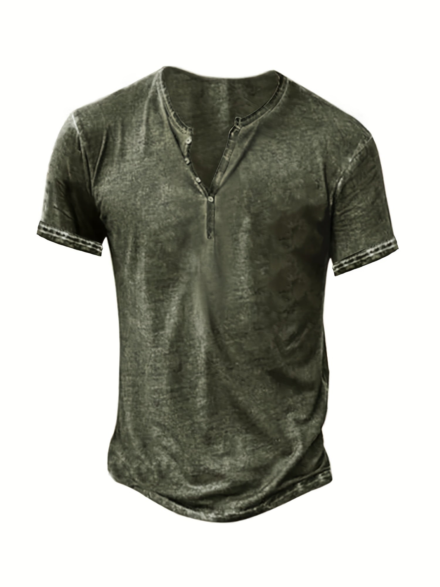 Men's Solid Color Henley Shirt - Collared Short Sleeve – view 10