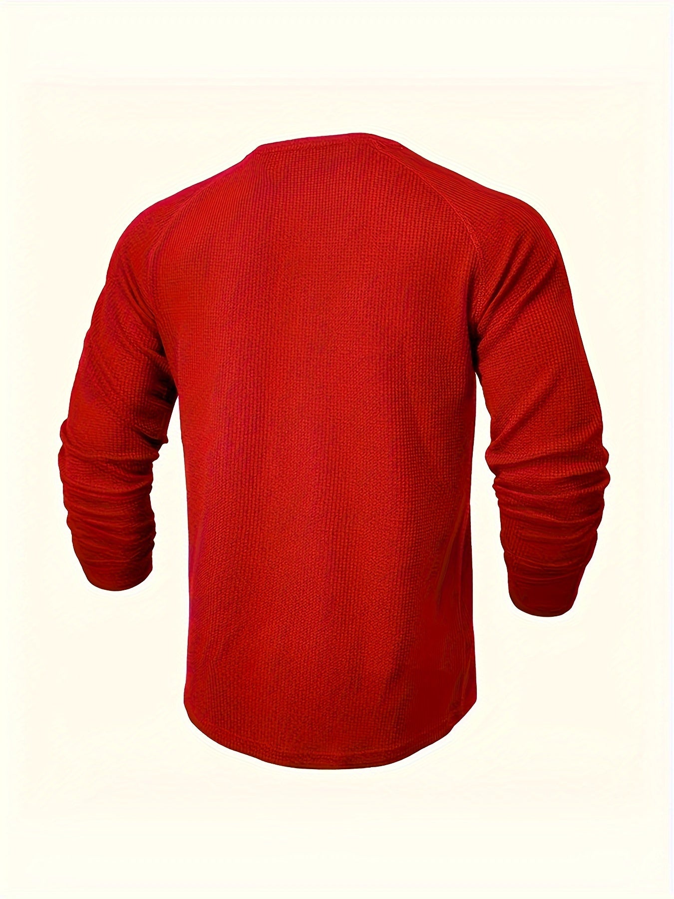 Men's Solid Color Henley Shirt - Crew Neck Long Sleeve – view 7
