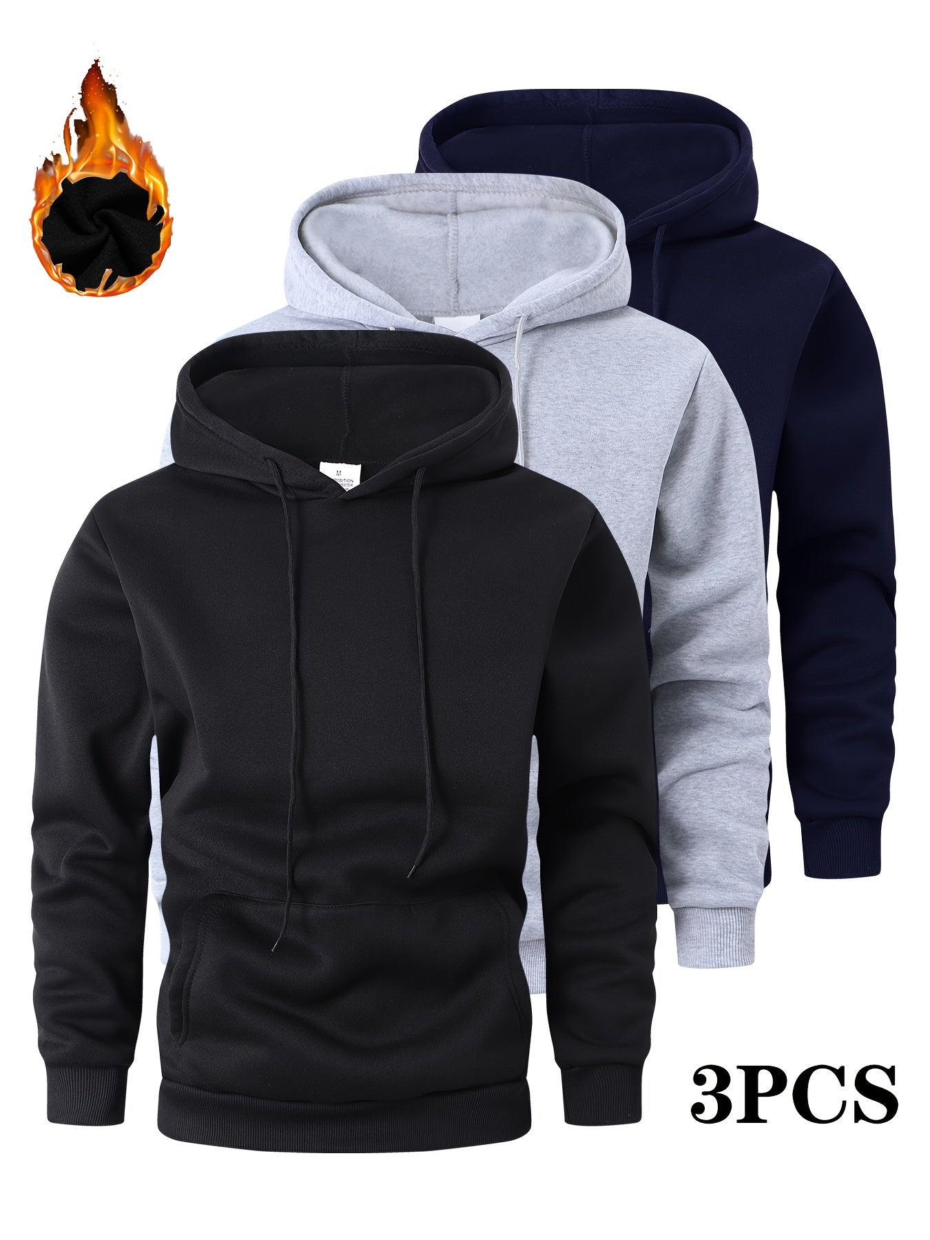 Men's Solid Color Hoodie - Long Sleeve Relaxed Fit – view 2