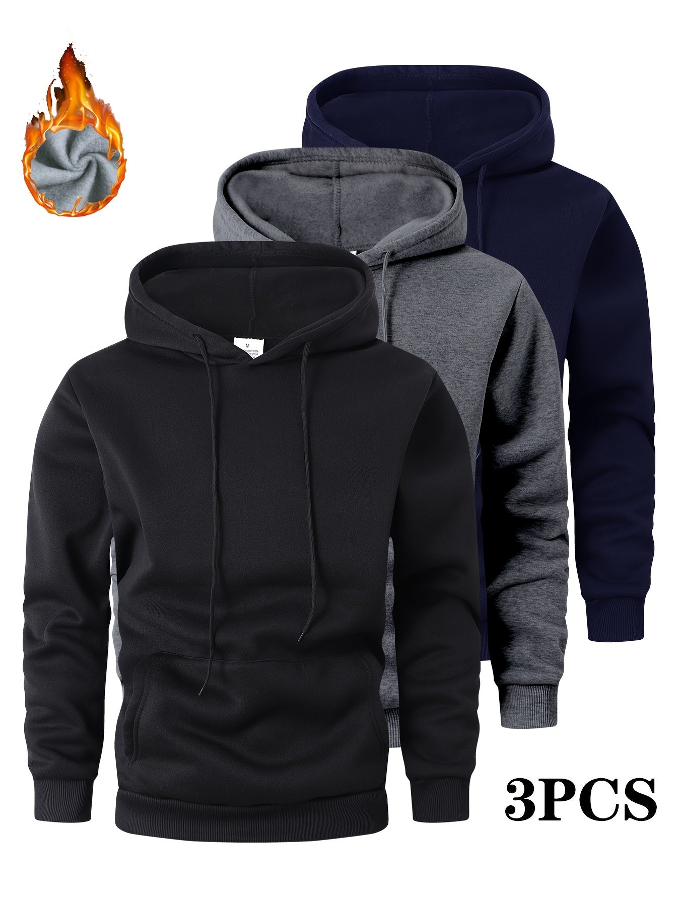 Men's Solid Color Hoodie - Long Sleeve Relaxed Fit – view 6