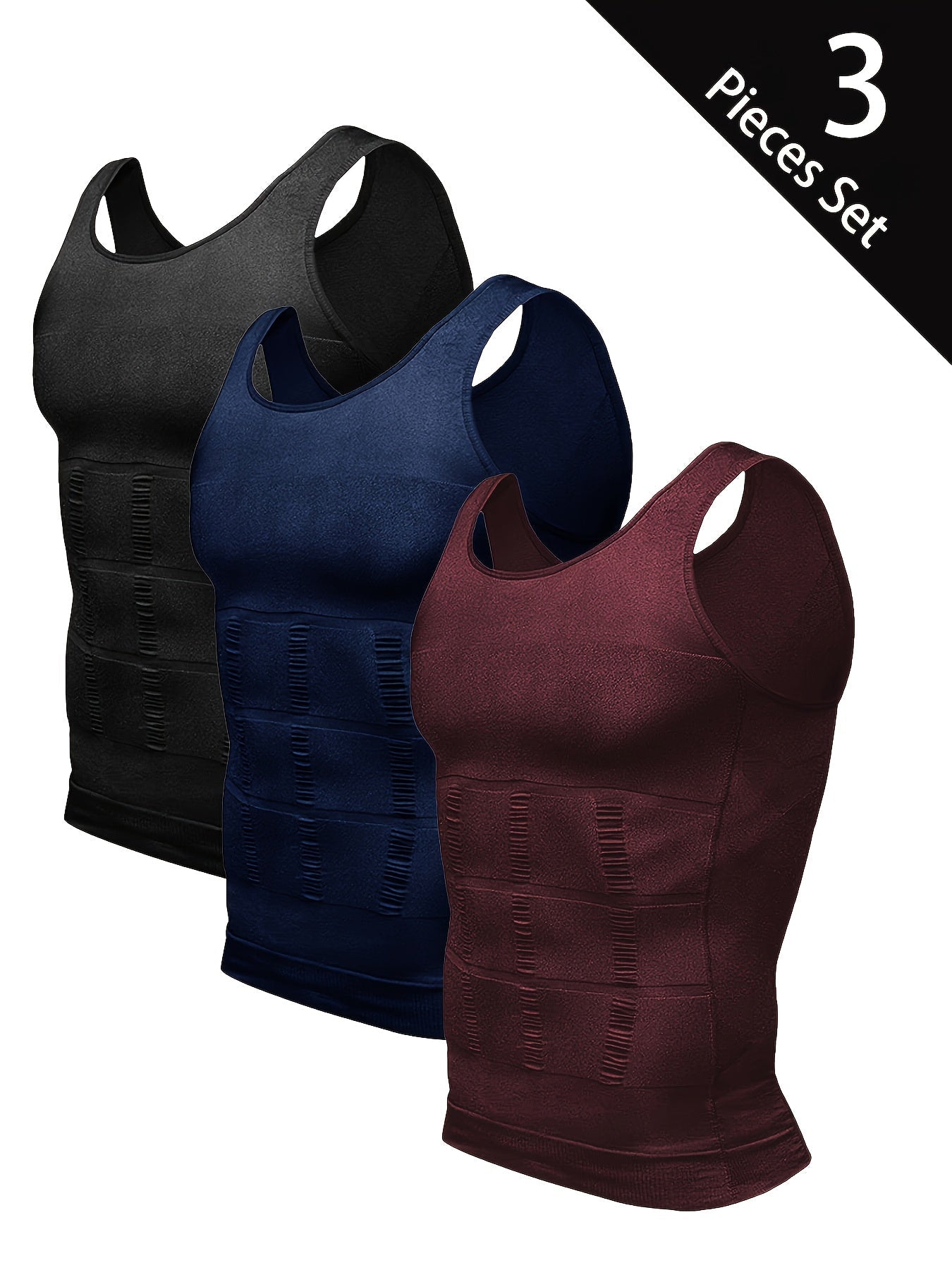 Men's Solid Color Performance Shirt - Sleeveless – Black & White – view 3