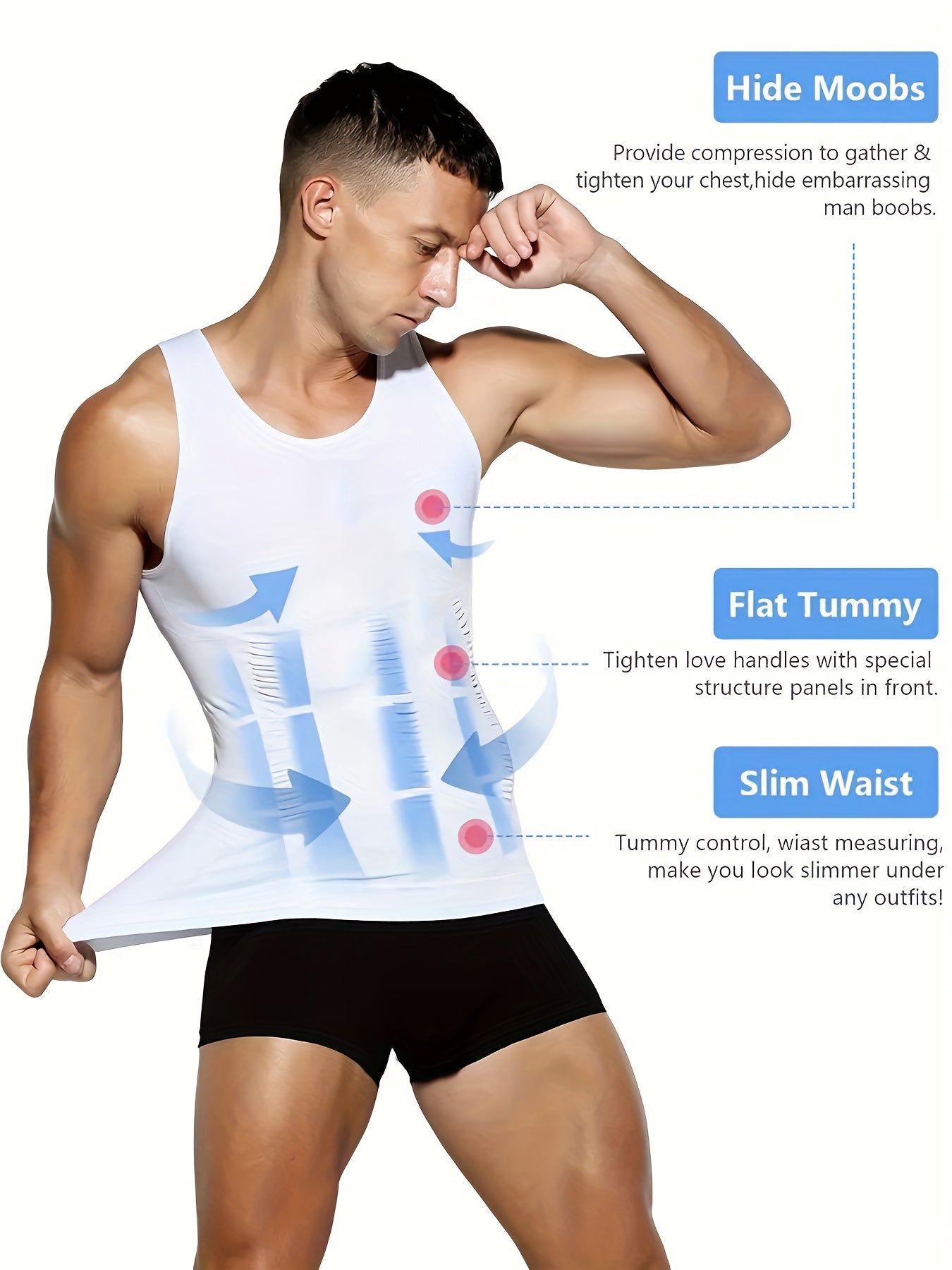 Men's Solid Color Performance Shirt - Sleeveless – Black & White – view 6