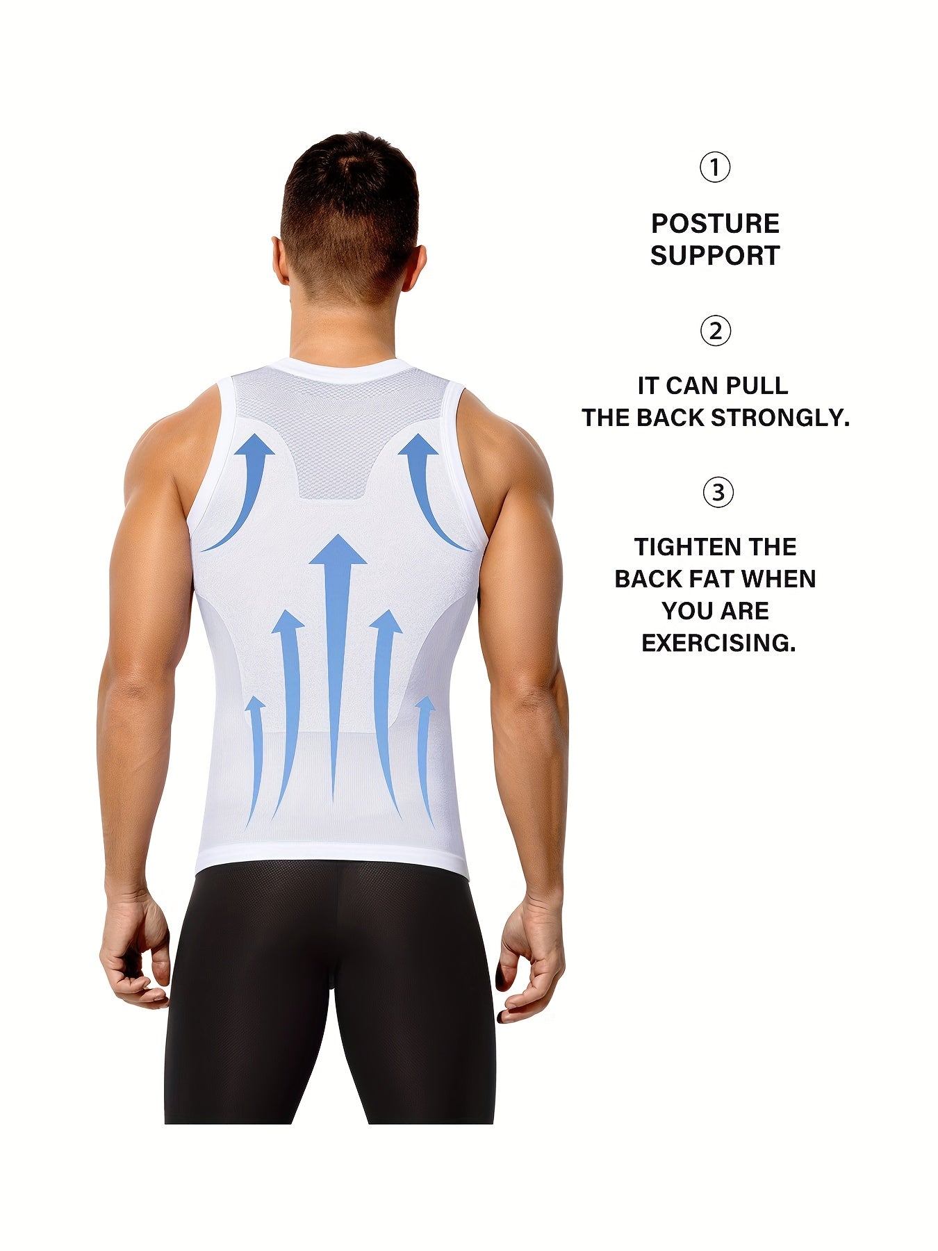 Men's Solid Color Performance Shirt - Sleeveless – Black & White – view 7