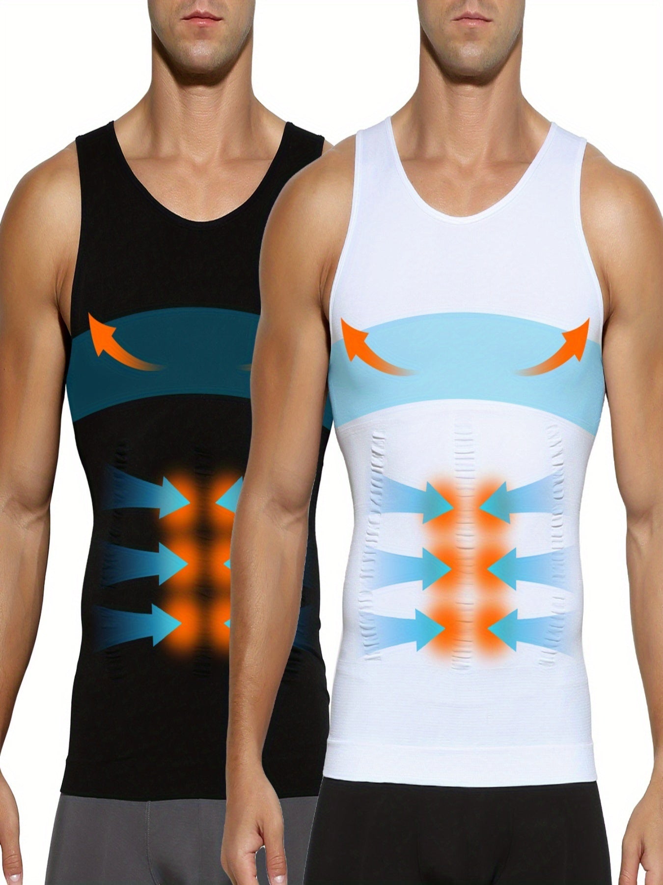 Men's Solid Color Performance Shirt - Sleeveless – Black & White – view 11