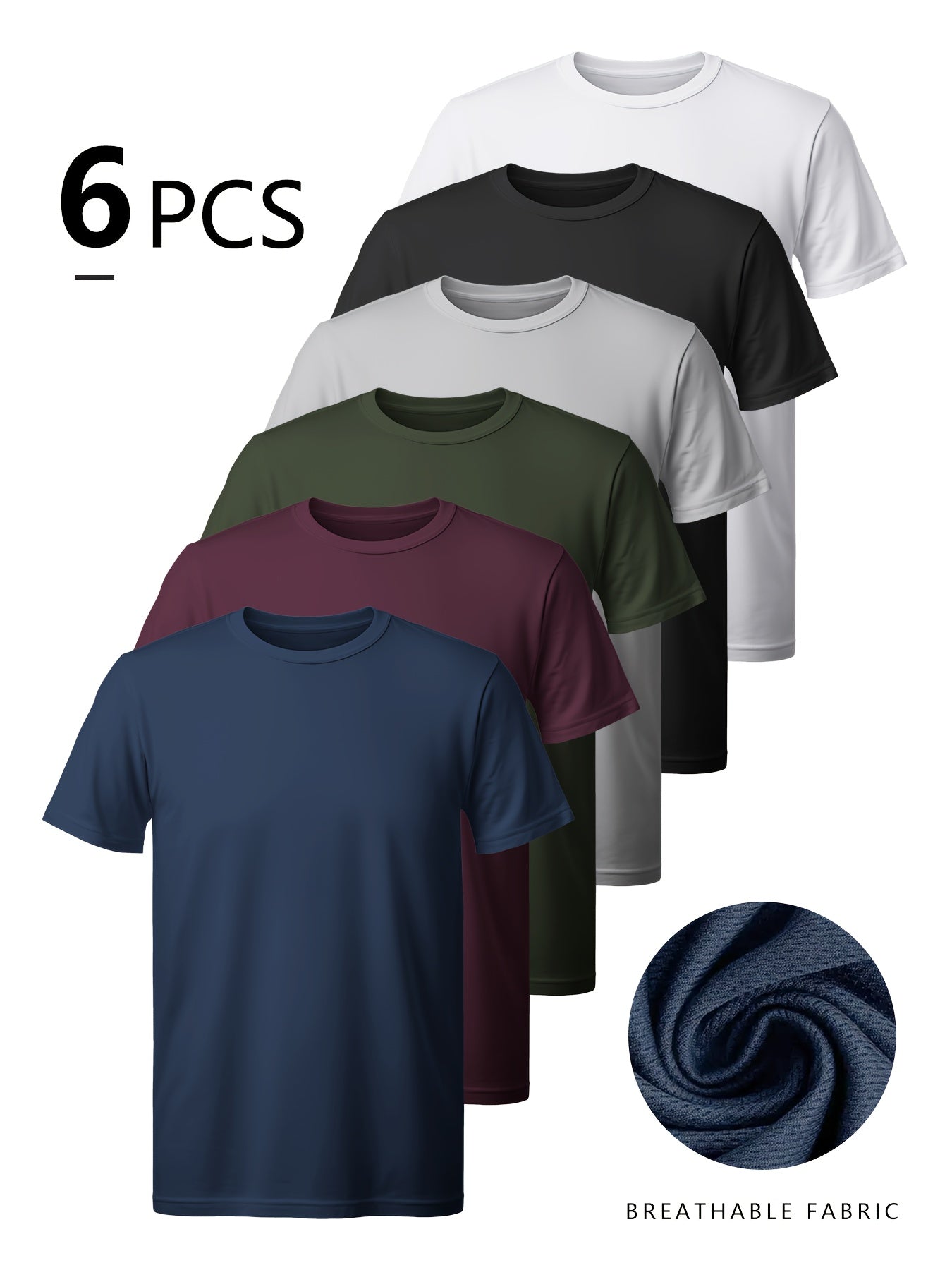 Men's Solid Color Performance T-Shirt - Crew Neck Short Sleeve – Athletic Polyester Quick – main product image