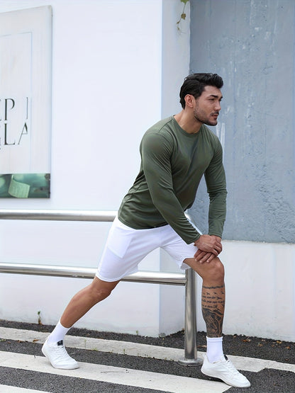 Men's Solid Color Shirt - Classic Neck Long Sleeve – Sizes S–XXXL detail view