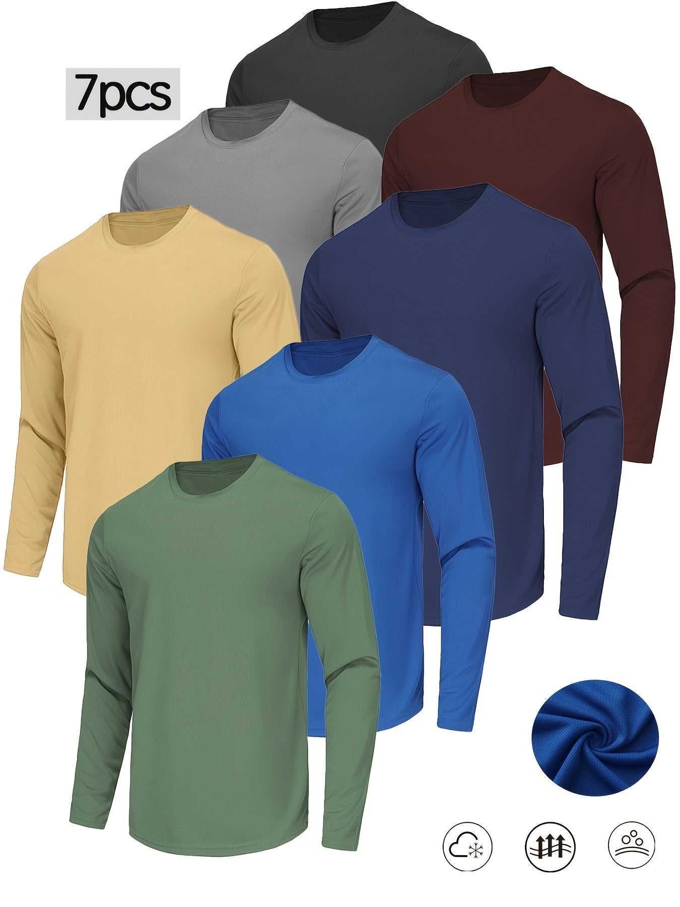 Men's Solid Color Shirt - Classic Neck Long Sleeve – Sizes S–XXXL detail view