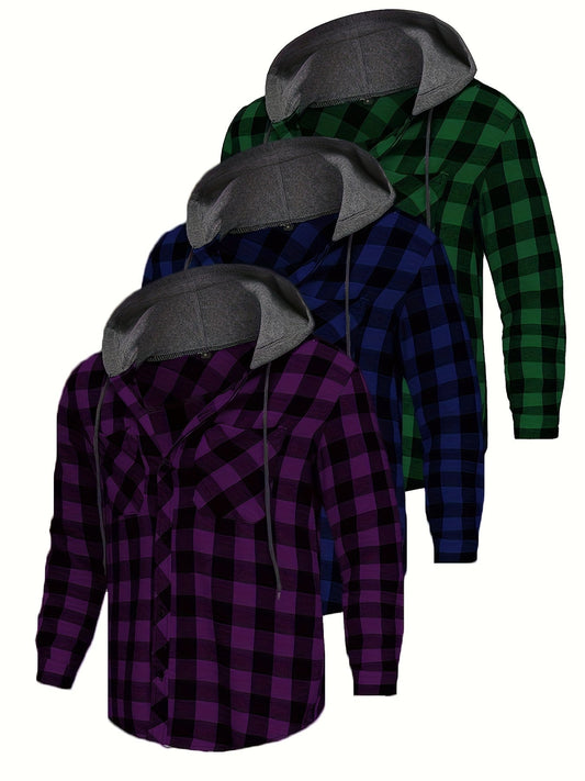 Men's Solid Color Shirt - Collared Long Sleeve – Mixed colors – main product image