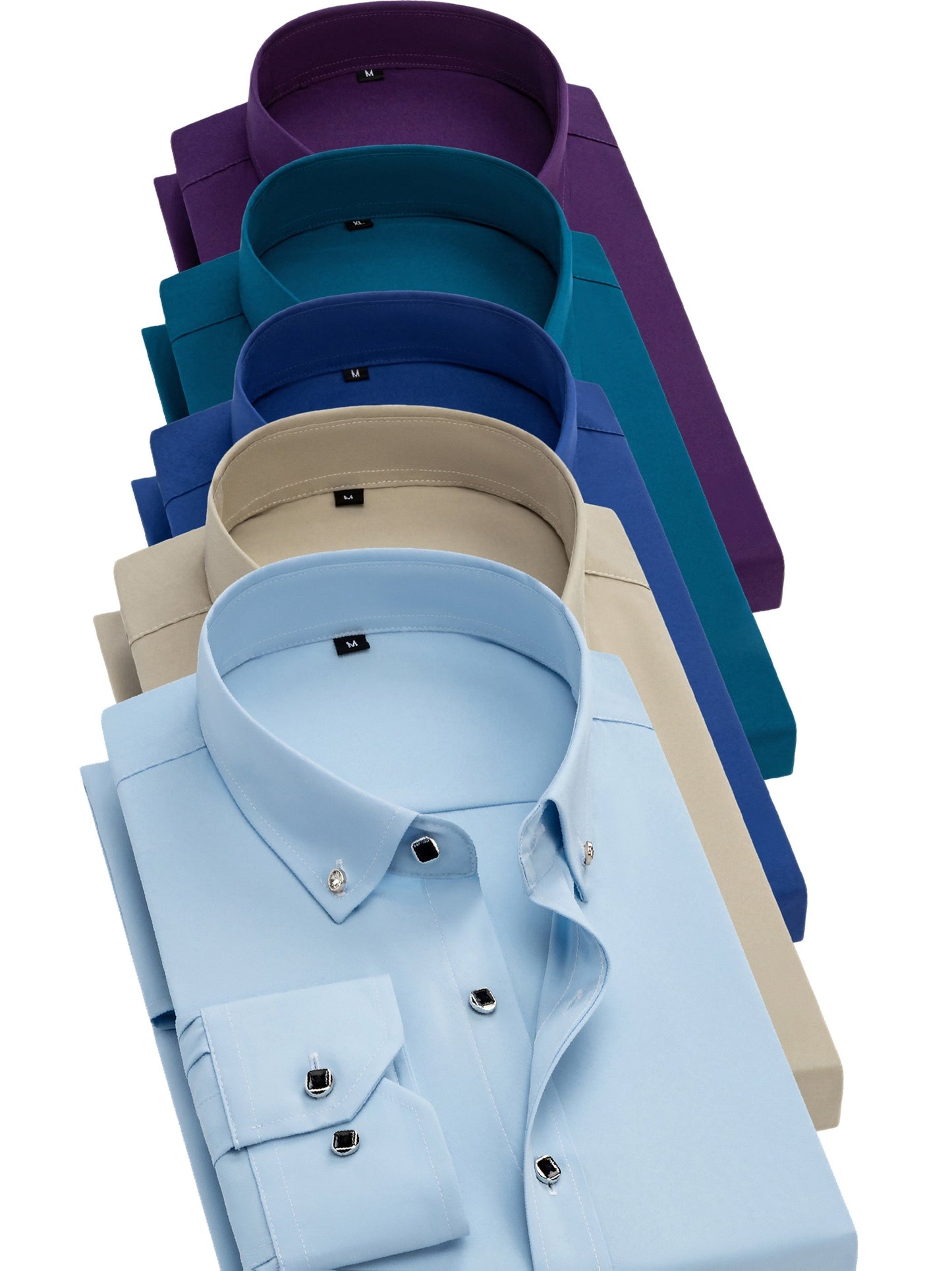 Men's Solid Color Shirt - Collared Long Sleeve – Royal blue dark – blue option – view 3
